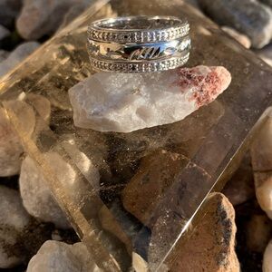 Sterling Silver Ring with Princess cut Design With Diamond patterns